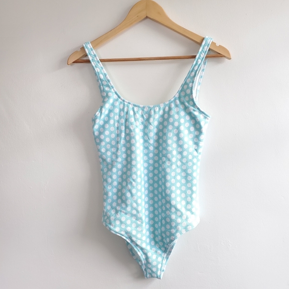 NWOT Aerie Polka Dot Pique Cheeky 1 Piece Swimsuit - Picture 5 of 10